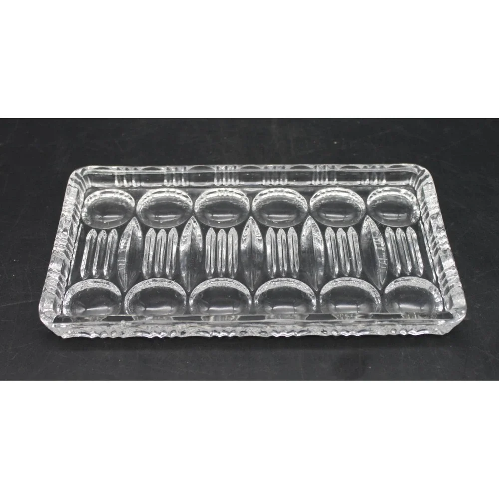 Vintage Bleikristall Beyer Crystal Trinket Tray 7in x 4in Catchall Dish Clear